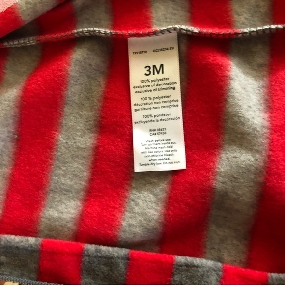 Carter’s Just One You Baby Boys' Reindeer Striped Fleece Footies Size 3M - Picture 13 of 13